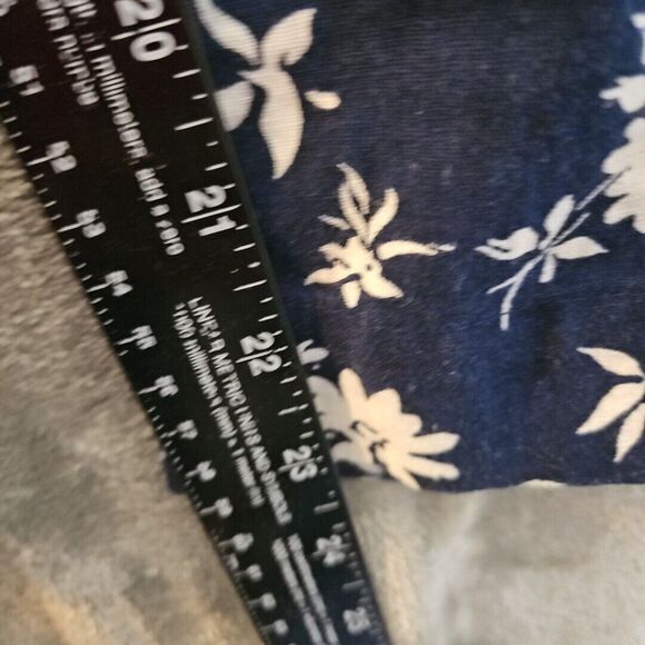 Lauren Ralph Lauren Women's Med Blue  Floral Cropped Pants linen blend wide leg - Picture 4 of 12